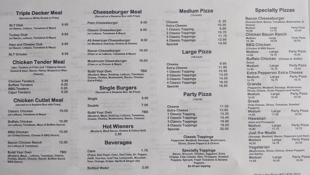 Silver Lake Pizza-COVENTRY STORE Menu image 2